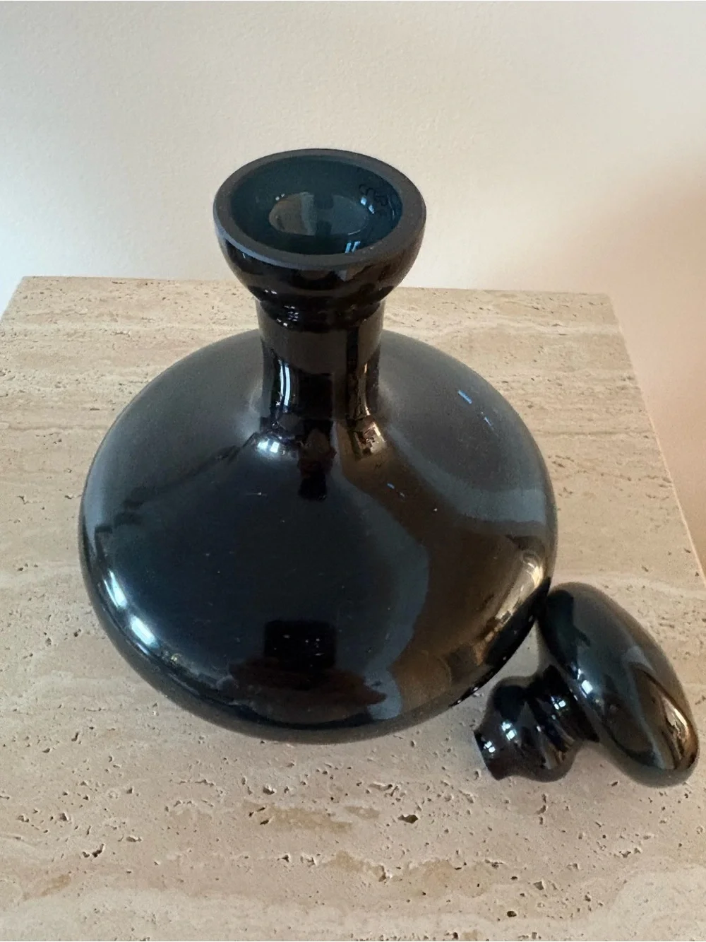 Dark Teal Glass Decorative Decanter - Home Accents